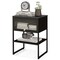 Costway 1/2 PCS Home Nightstand 3-Tier Storage Table with Door Open Shelf Heavy-duty Metal Frame Black